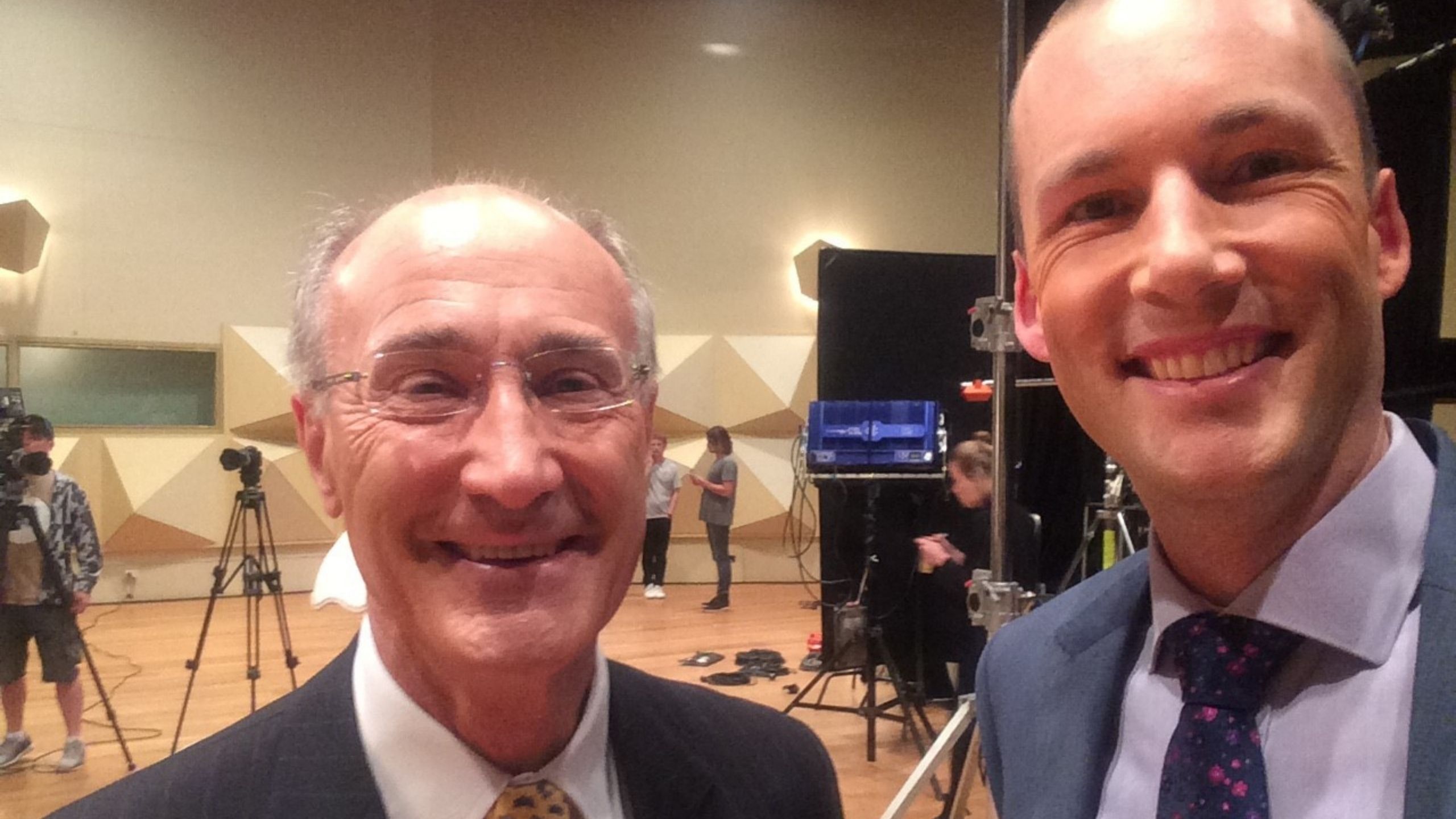 Dave with Platinum founder Kerr Neilson on the set of The Investment Series. (Source: supplied)