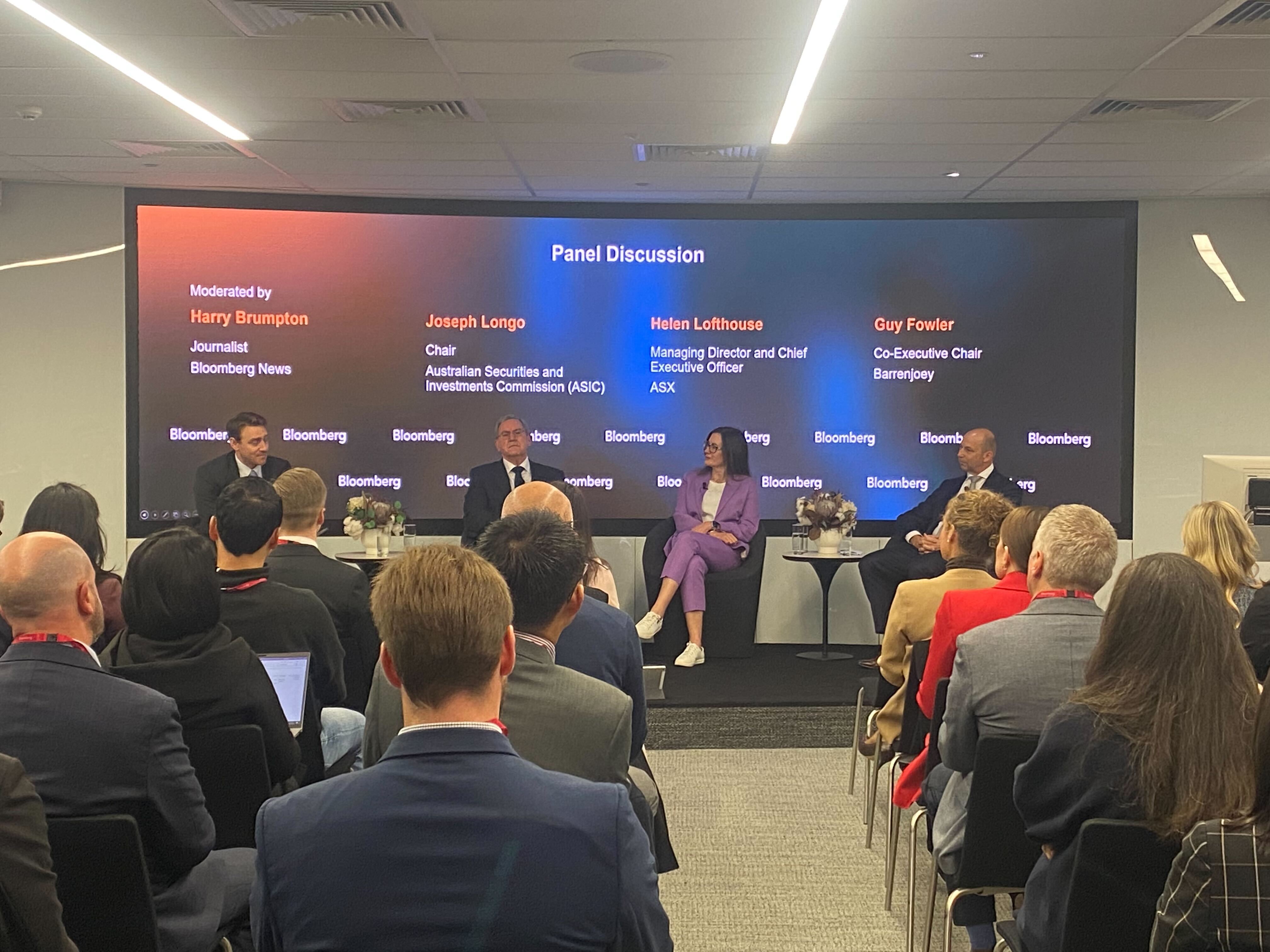 ASIC Chair Joseph Longo on a panel at Bloomberg's Australia Briefing event held Wednesday 24 July 2024. 