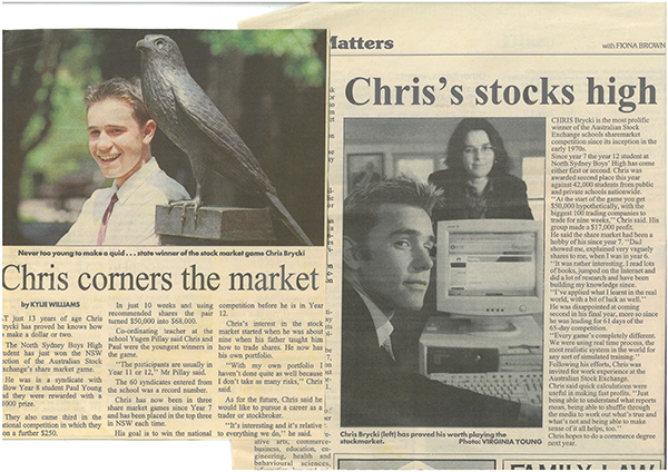 Brycki makes the paper again for his stellar stock picking. (Source: supplied)