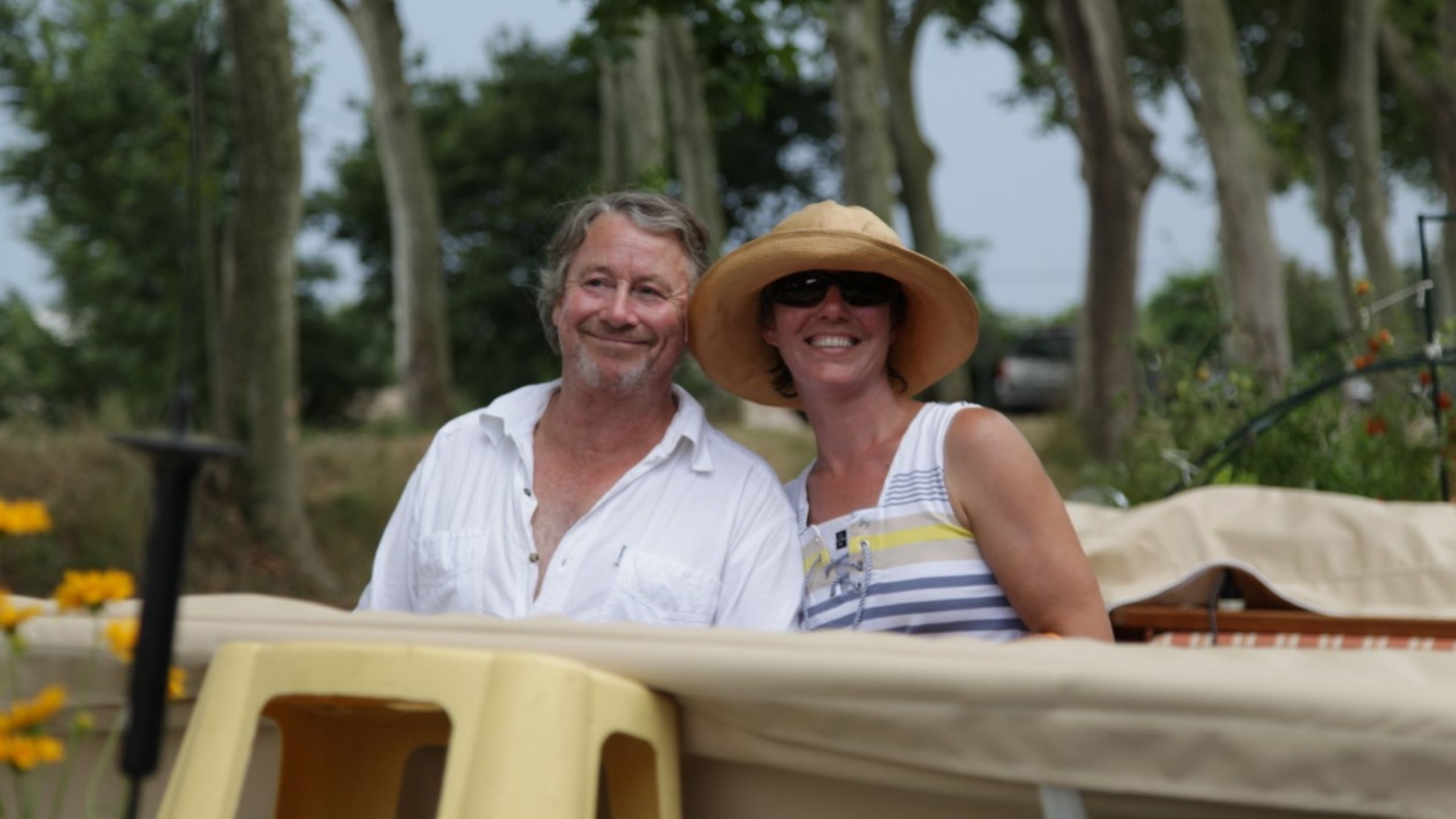David and his wife, aboard their converted commercial vessel. (Source: supplied). 