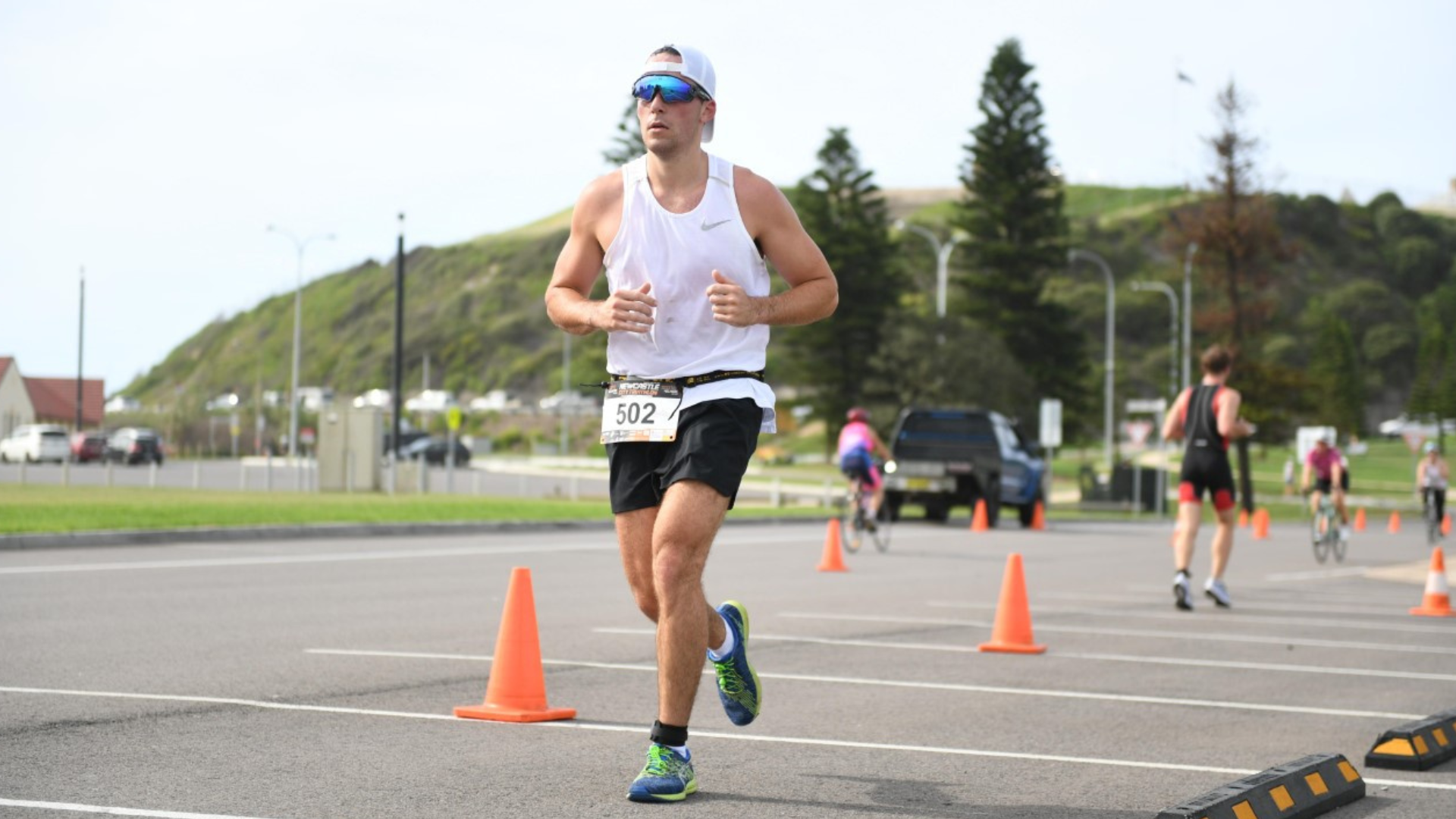 Michael competing in the Newcastle City Triathlon. (Source: supplied)