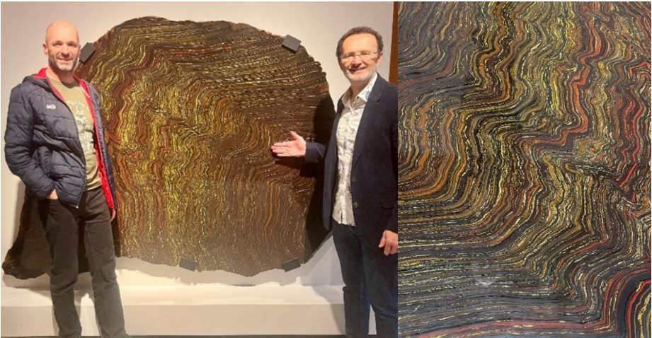 Puny fund managers contemplate the enormity of 2.5bn years of Earth’s history. A banded iron formation with alternating bands of iron oxide (hematite-magnetite, black), jasper (red) and tiger eye (golden).