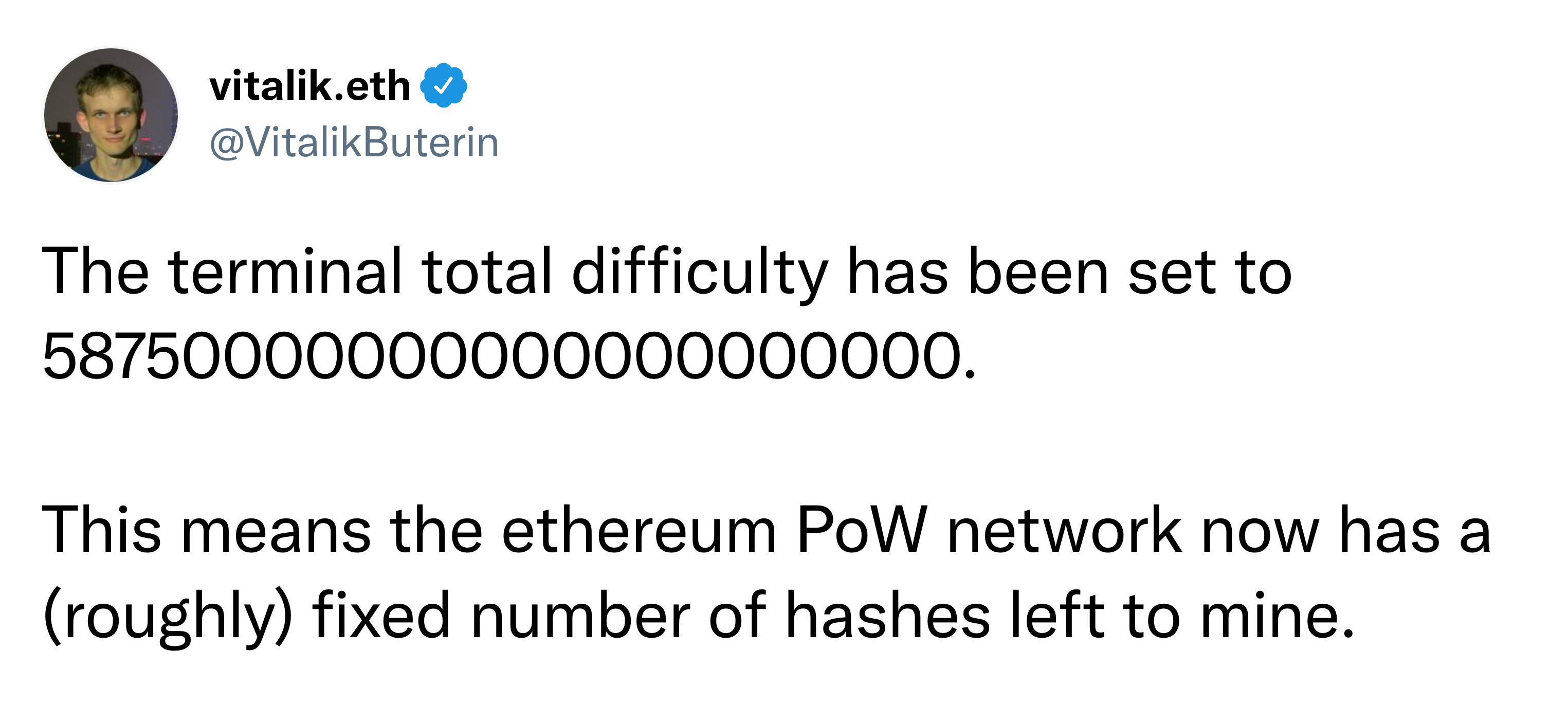 Ethereum co-founder Vitalik Buterin predicting "the Merge" will happen around 15 Sep. Source: Twitter