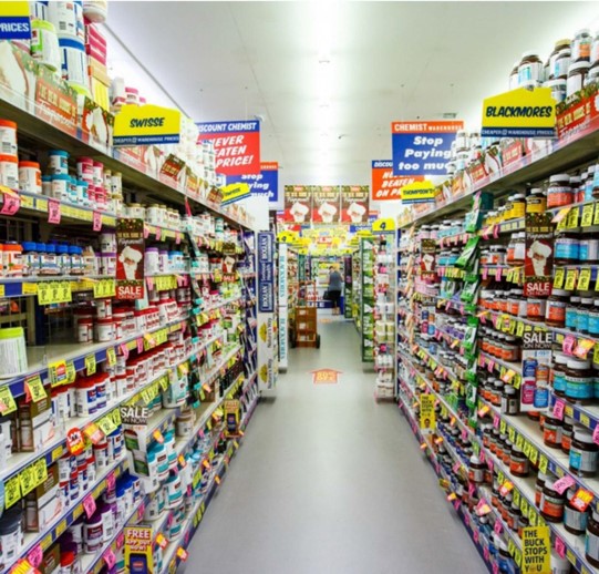 A typical Chemist Warehouse aisle