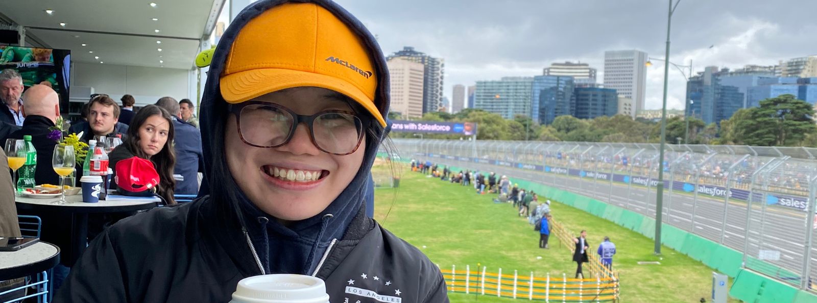 Stephanie watching Formula 1 in Melbourne. (Source: Supplied)