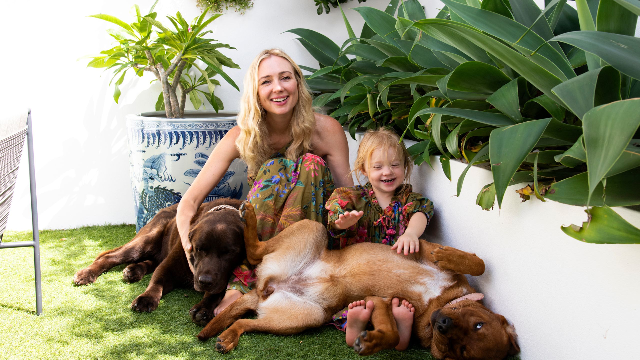 Canna with her daughter and dogs. (Source: supplied)