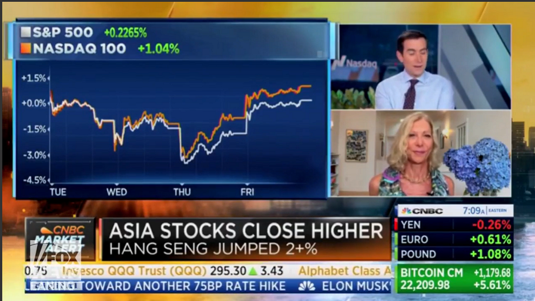 Screen grab of Chyrons rolling on CNBC 