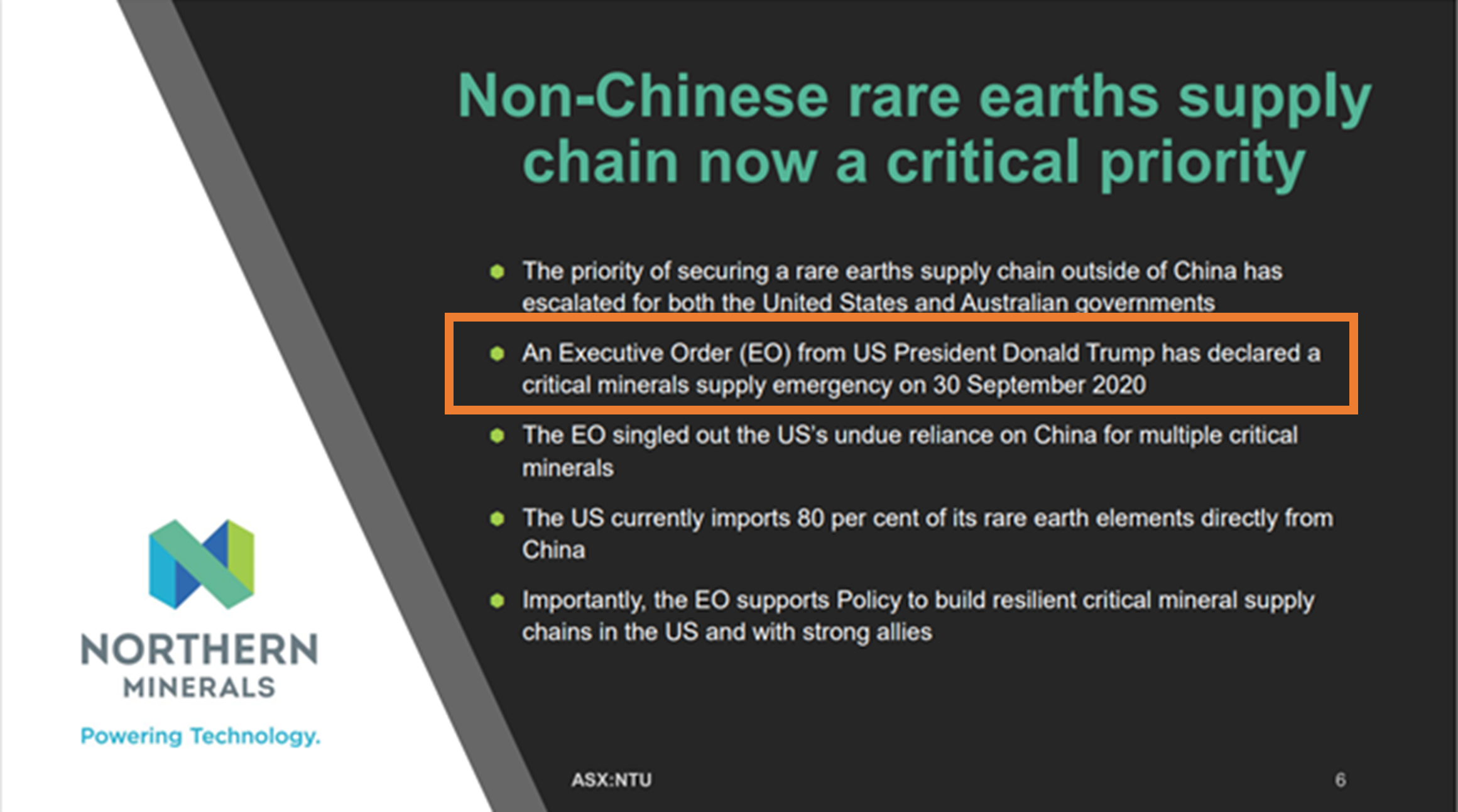 Slide from Northern Minerals presentation to the Goldman Sachs Rare Earth Forum, 2-Dec-2020.