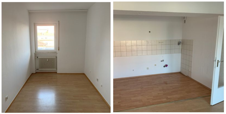 German rental, bedroom left photo, kitchen right Source: rentola.com
